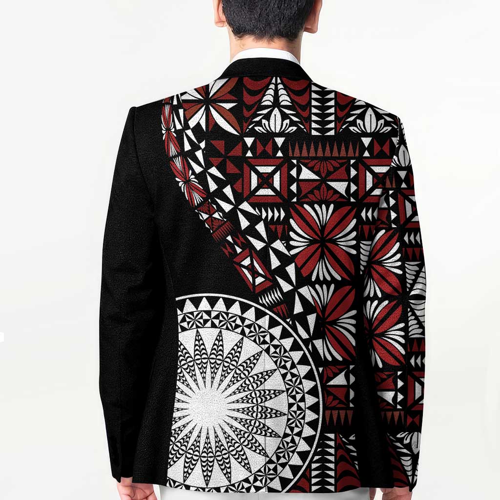 Red Tongan Ngatu Fonulei Pattern Blazer - Polynesian Pride
