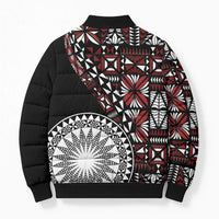 Red Tongan Ngatu Fonulei Pattern Bomber Puffer Jacket - Polynesian Pride