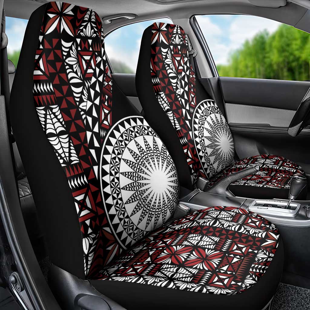 Red Tongan Ngatu Fonulei Pattern Car Seat Cover
