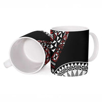 Red Tongan Ngatu Fonulei Pattern Ceramic Mug - Polynesian Pride