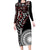 Red Tongan Ngatu Fonulei Pattern Family Matching Long Sleeve Bodycon Dress and Hawaiian Shirt