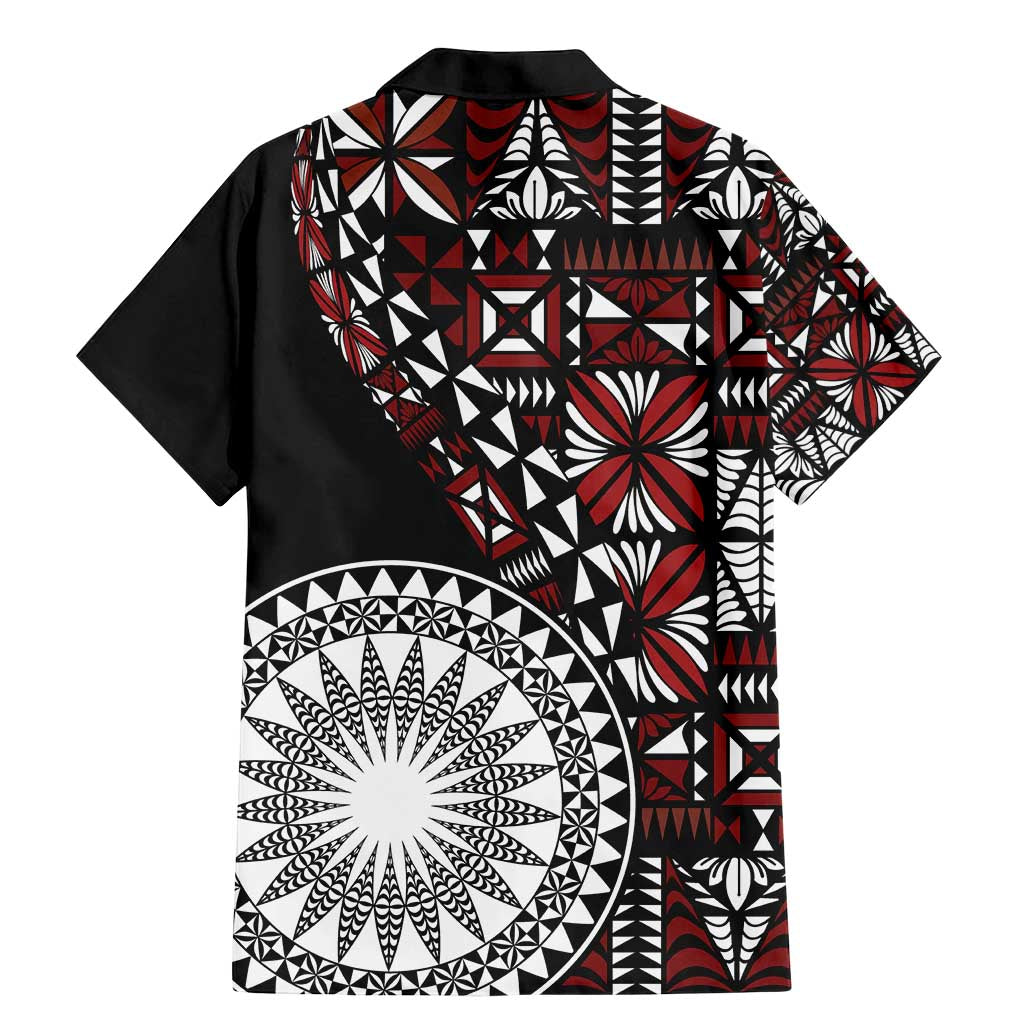 Red Tongan Ngatu Fonulei Pattern Family Matching Mermaid Dress and Hawaiian Shirt LT9 - Polynesian Pride