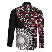 Red Tongan Ngatu Fonulei Pattern Family Matching Mermaid Dress and Hawaiian Shirt LT9 - Polynesian Pride