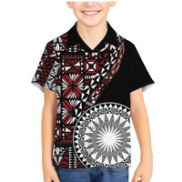 Red Tongan Ngatu Fonulei Pattern Family Matching Mermaid Dress and Hawaiian Shirt LT9 Son's Shirt Red - Polynesian Pride