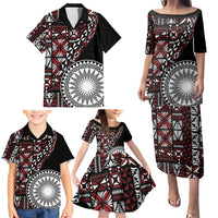 Red Tongan Ngatu Fonulei Pattern Family Matching Puletasi and Hawaiian Shirt LT9 - Polynesian Pride