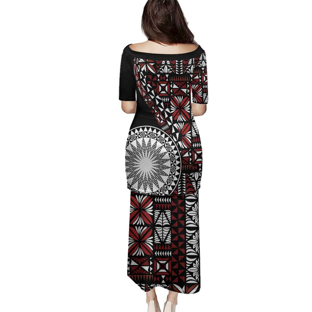 Red Tongan Ngatu Fonulei Pattern Family Matching Puletasi and Hawaiian Shirt LT9 - Polynesian Pride