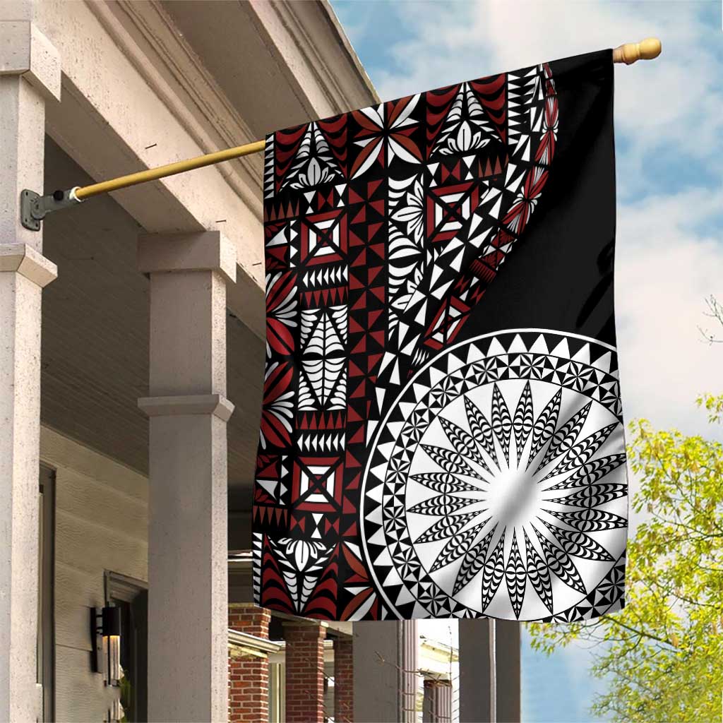 Red Tongan Ngatu Fonulei Pattern Garden Flag