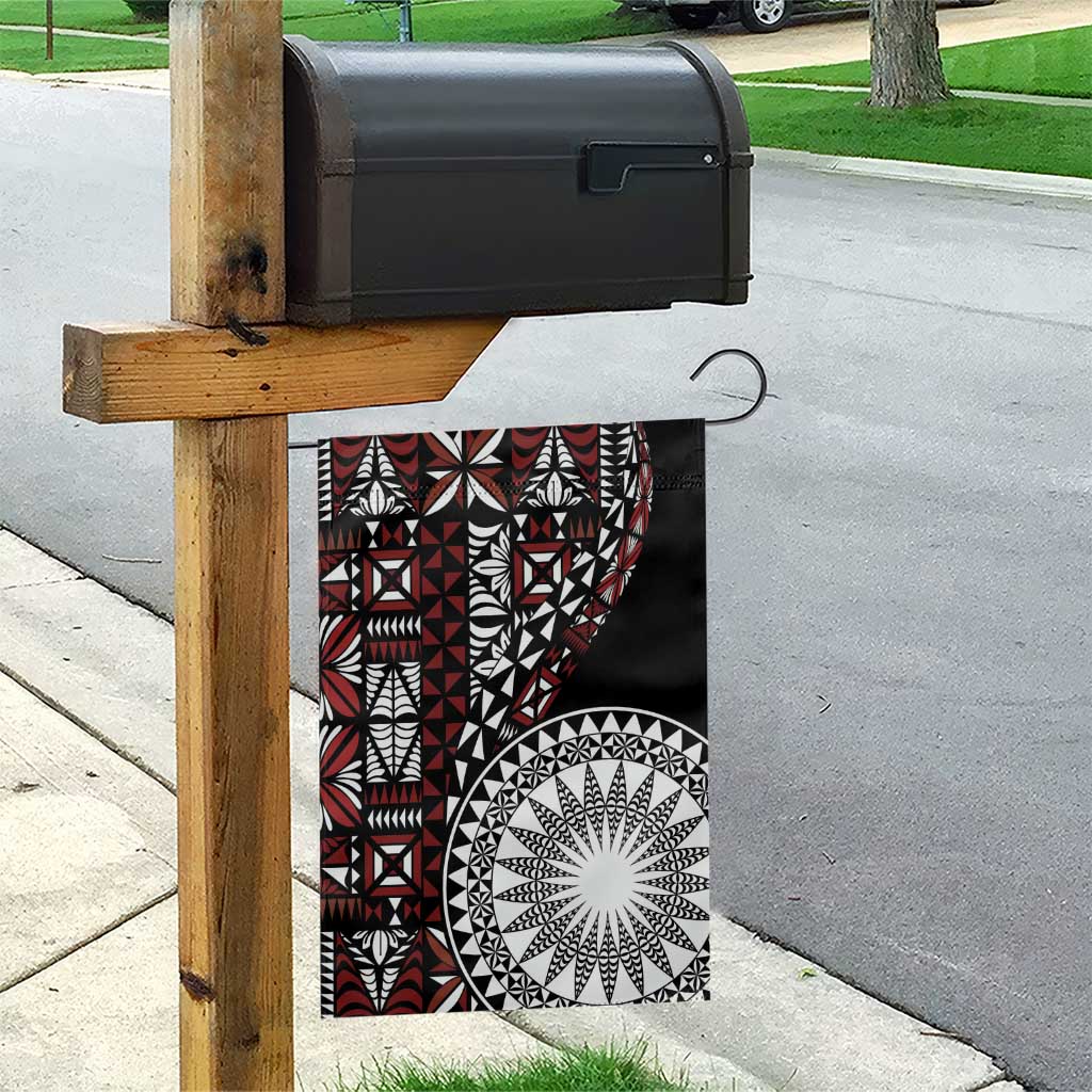 Red Tongan Ngatu Fonulei Pattern Garden Flag