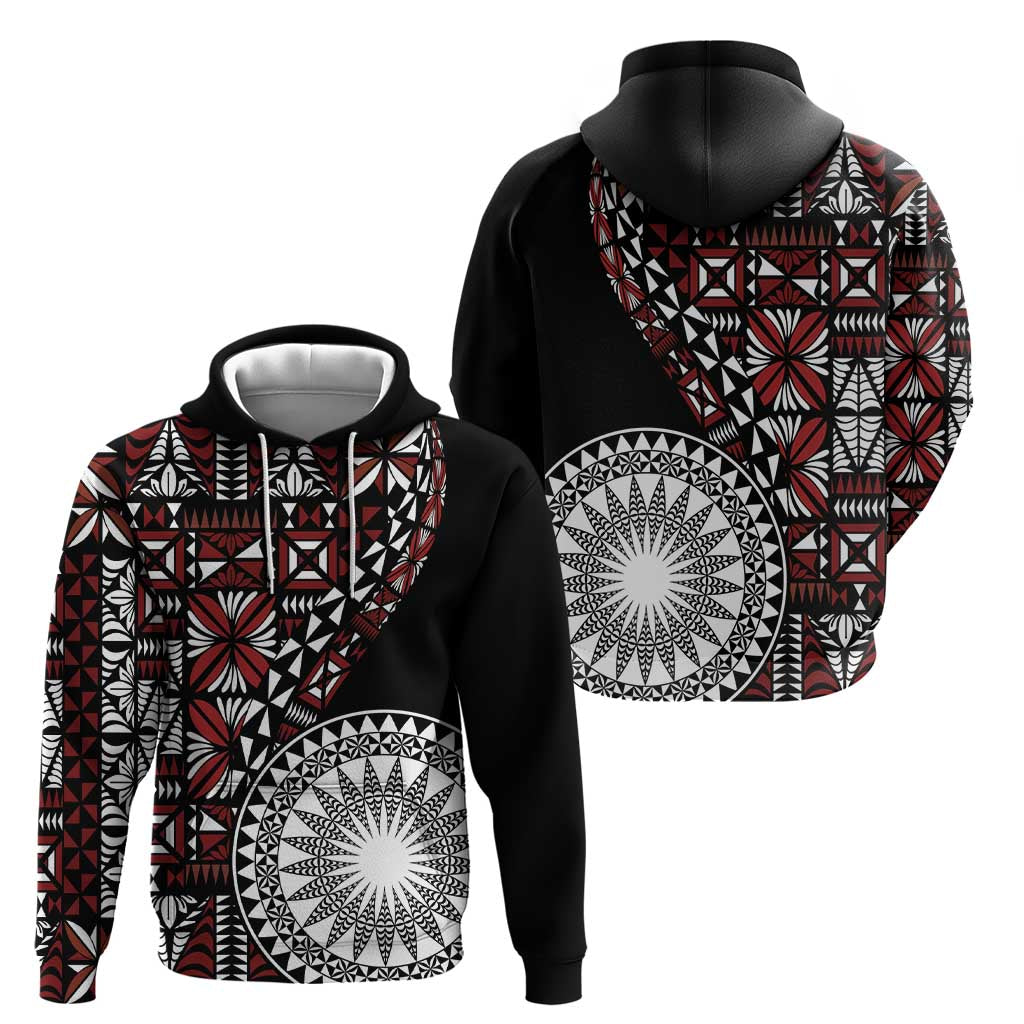 Red Tongan Ngatu Fonulei Pattern Hoodie