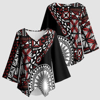 Red Tongan Ngatu Fonulei Pattern Kimono Sleeve Blouse - Polynesian Pride