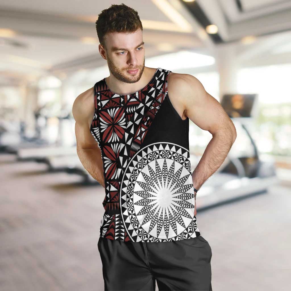 Red Tongan Ngatu Fonulei Pattern Men Tank Top