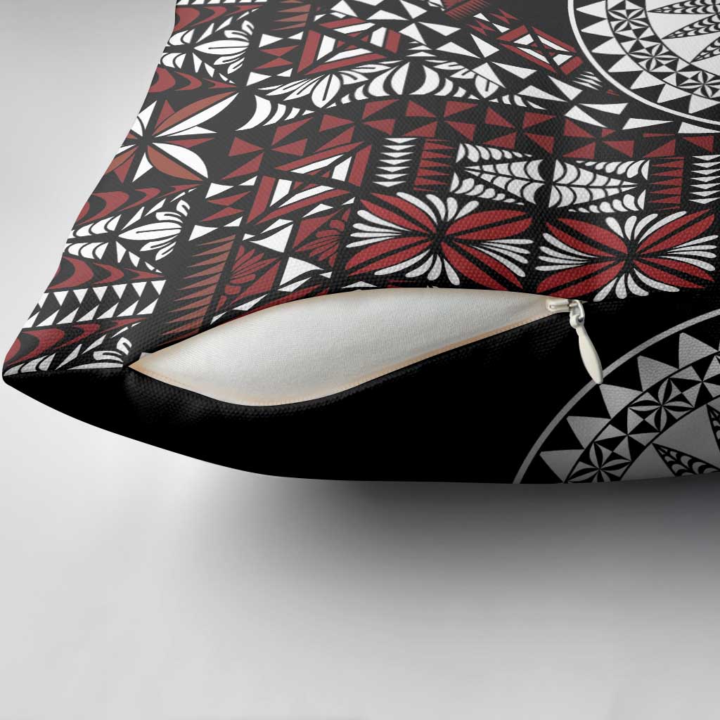 Red Tongan Ngatu Fonulei Pattern Pillow Cover - Polynesian Pride