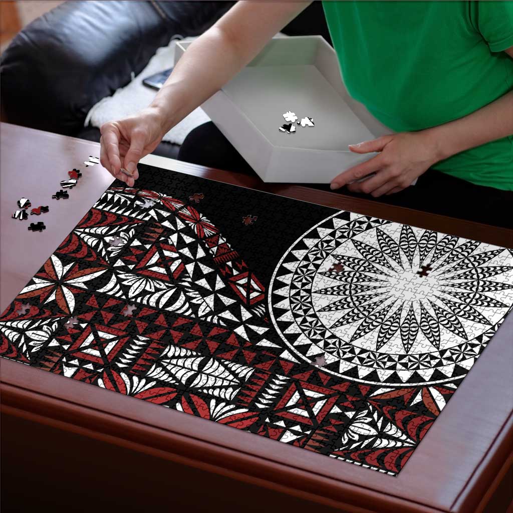 Red Tongan Ngatu Fonulei Pattern Puzzle - Polynesian Pride