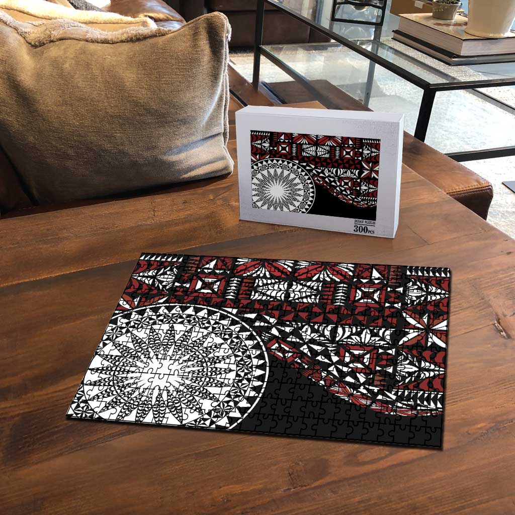 Red Tongan Ngatu Fonulei Pattern Puzzle - Polynesian Pride
