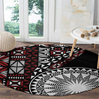 Red Tongan Ngatu Fonulei Pattern Round Carpet