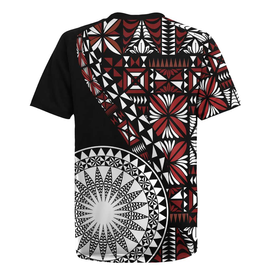 Red Tongan Ngatu Fonulei Pattern Rugby Jersey