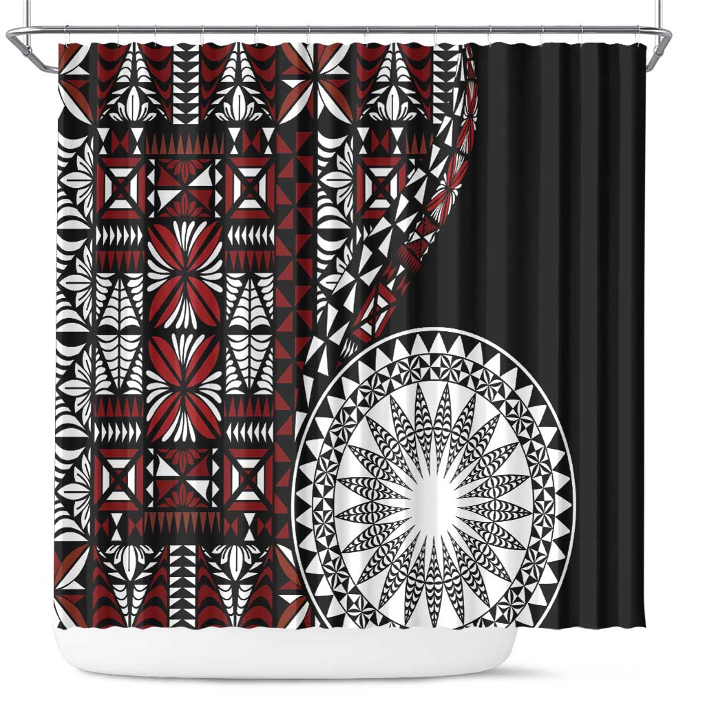 Red Tongan Ngatu Fonulei Pattern Shower Curtain