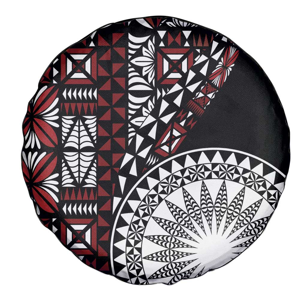 Red Tongan Ngatu Fonulei Pattern Spare Tire Cover