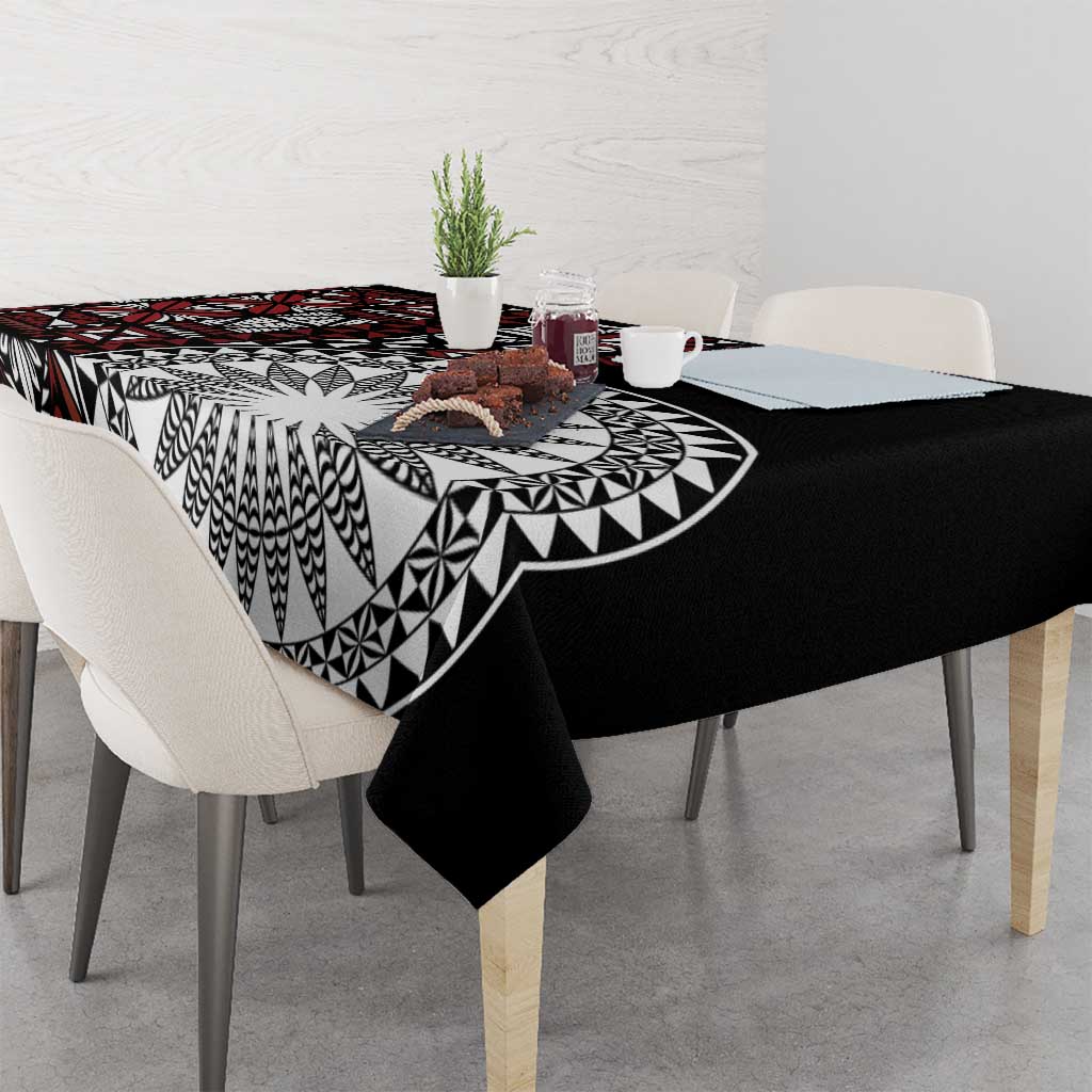 Red Tongan Ngatu Fonulei Pattern Tablecloth