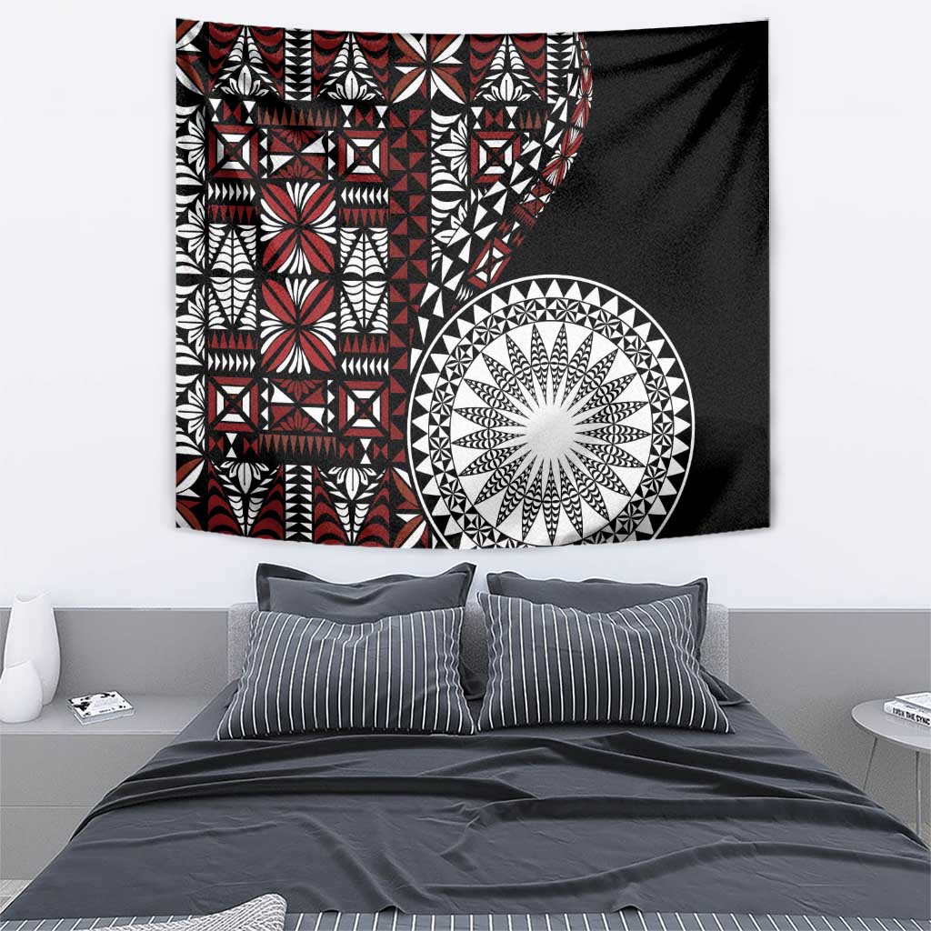 Red Tongan Ngatu Fonulei Pattern Tapestry