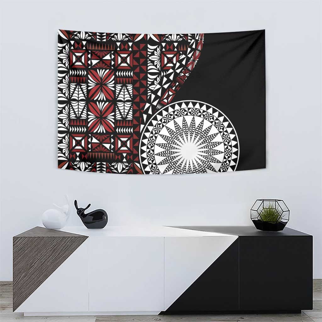 Red Tongan Ngatu Fonulei Pattern Tapestry