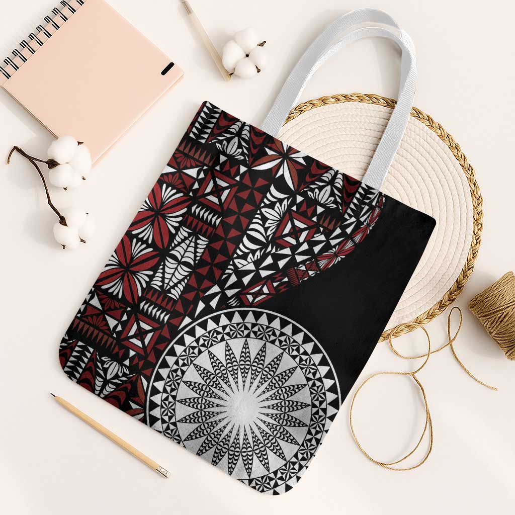 Red Tongan Ngatu Fonulei Pattern Tote Bag - Polynesian Pride