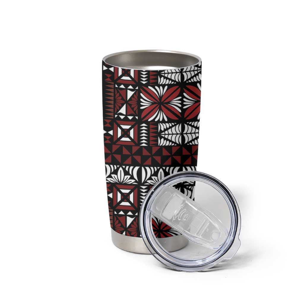Red Tongan Ngatu Fonulei Pattern Tumbler Cup