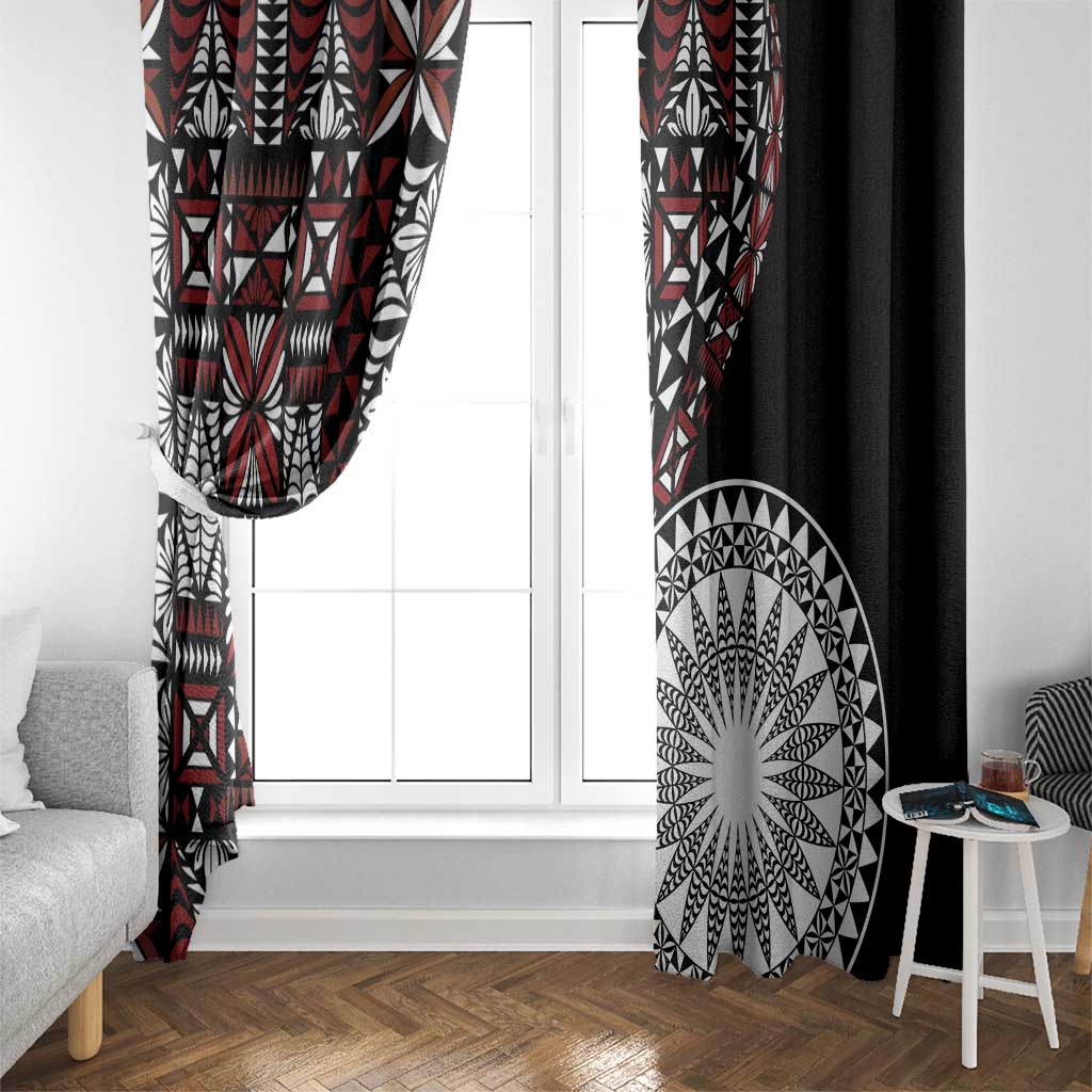 Red Tongan Ngatu Fonulei Pattern Window Curtain