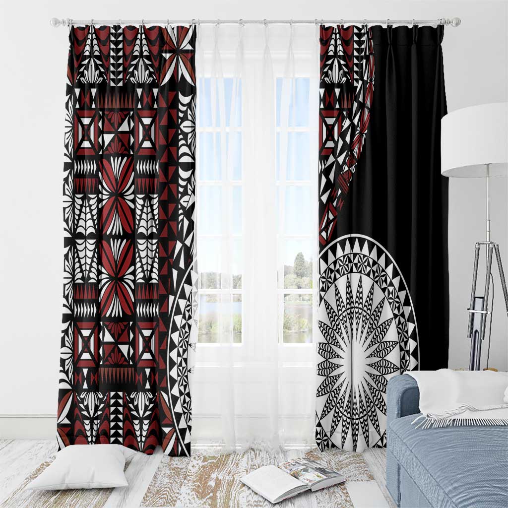 Red Tongan Ngatu Fonulei Pattern Window Curtain