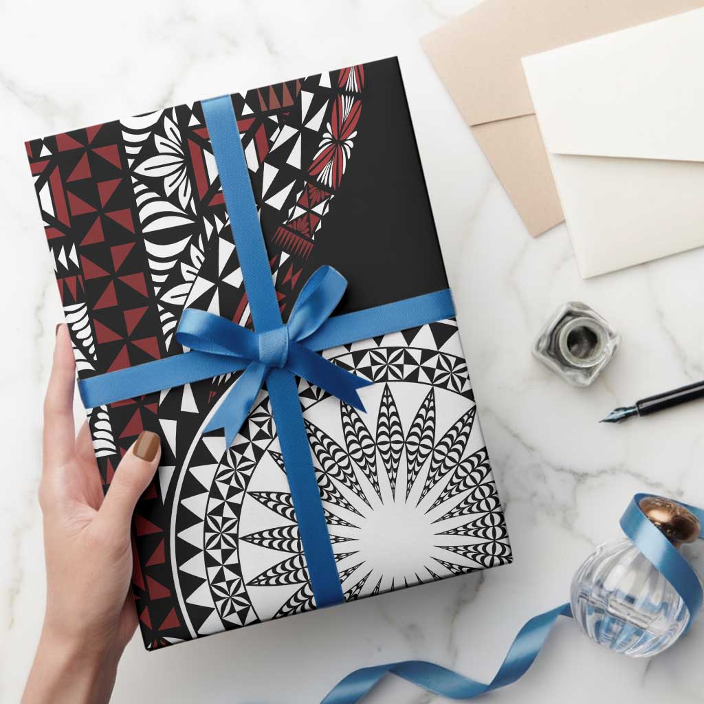 Red Tongan Ngatu Fonulei Pattern Wrapping Paper - Polynesian Pride