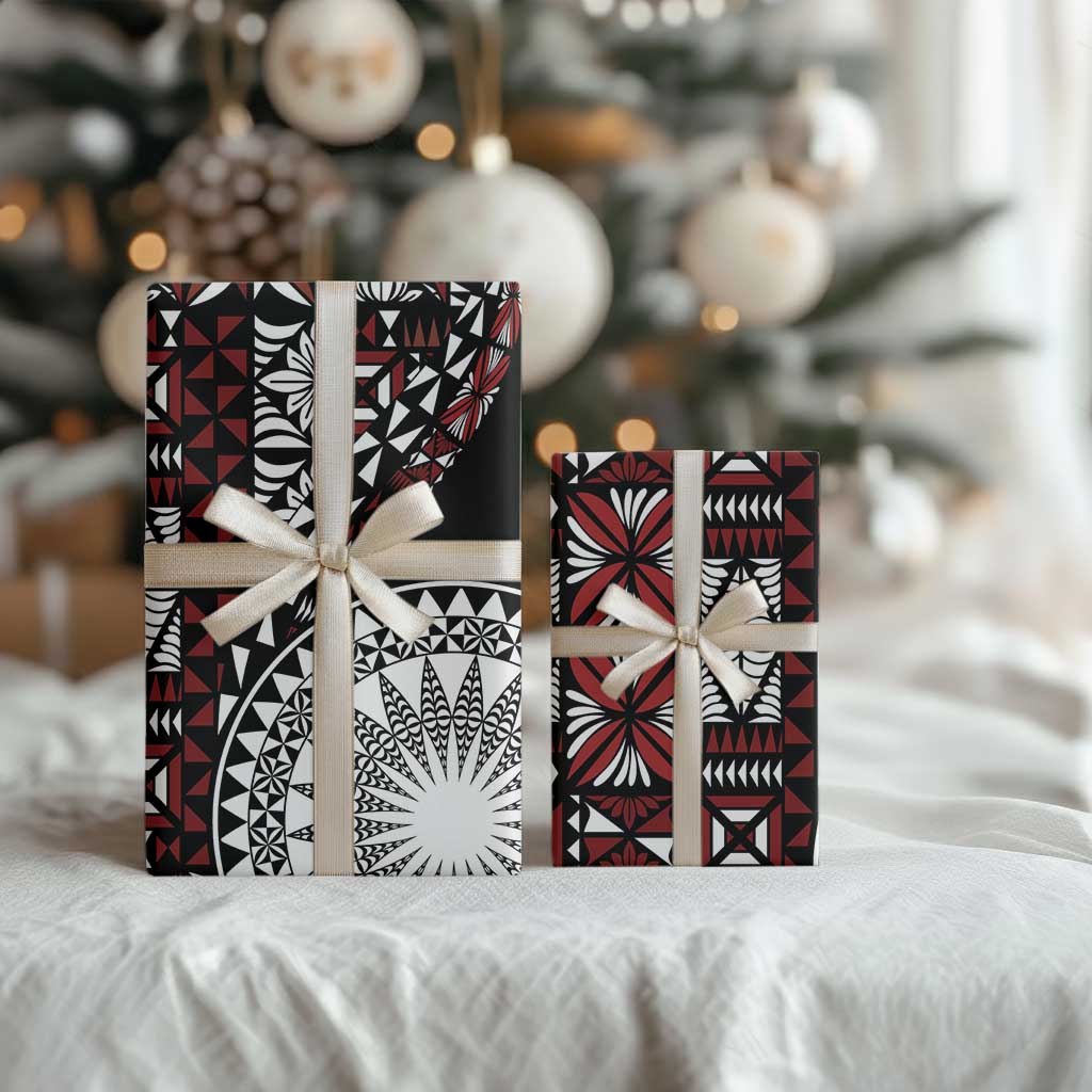 Red Tongan Ngatu Fonulei Pattern Wrapping Paper - Polynesian Pride