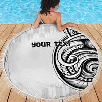 Hawaii and Japanese Culture Personalised Beach Blanket With Polynesian Tribal Tattoo Style