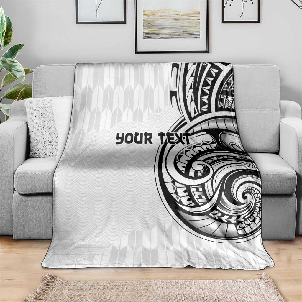 Hawaii and Japanese Culture Personalised Blanket With Polynesian Tribal Tattoo Style