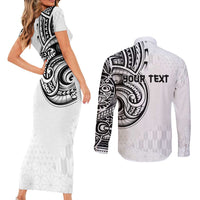Hawaii and Japanese Culture Personalised Couples Matching Short Sleeve Bodycon Dress and Long Sleeve Button Shirt With Polynesian Tribal Tattoo Style LT9 - Polynesian Pride