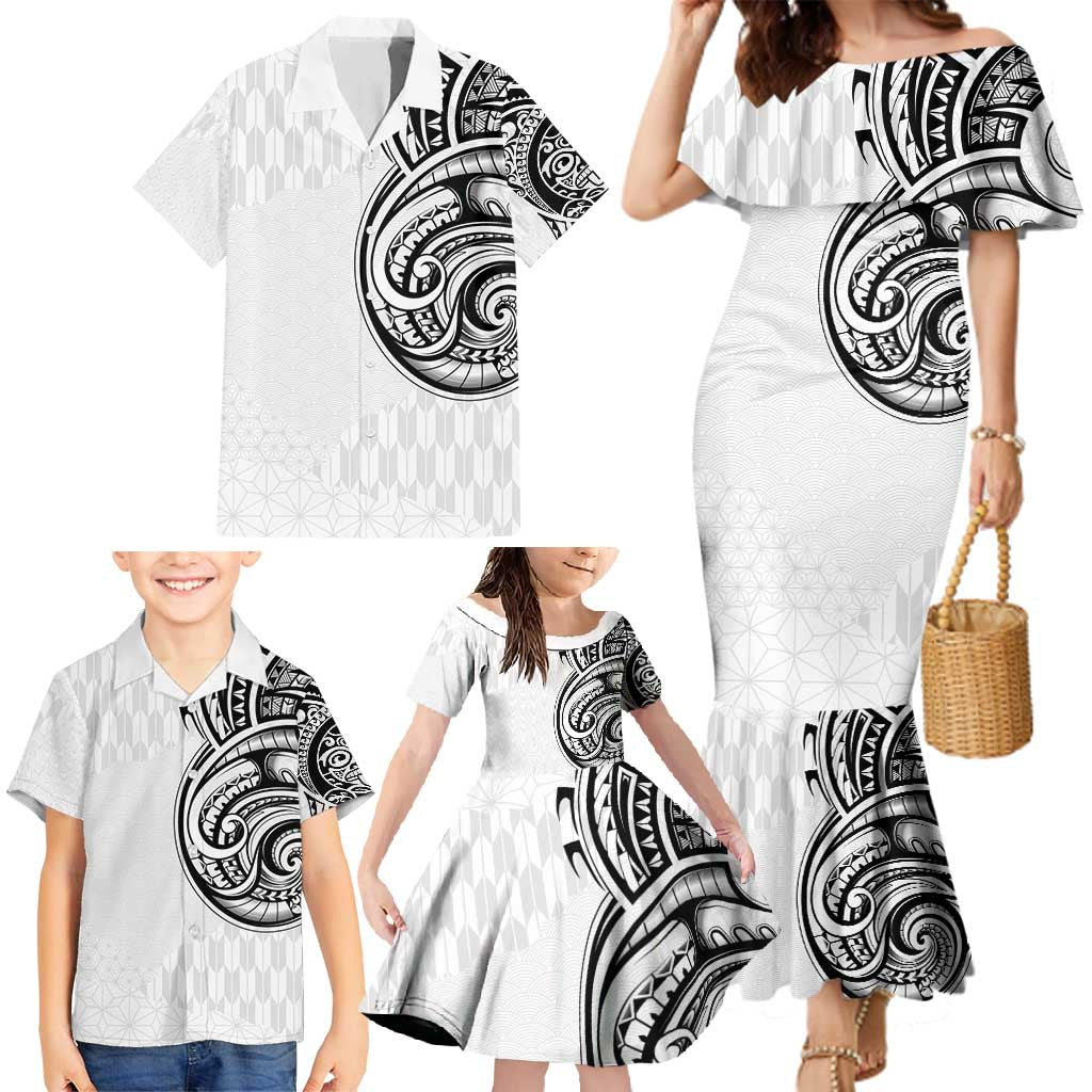 Hawaii and Japanese Culture Personalised Family Matching Mermaid Dress and Hawaiian Shirt With Polynesian Tribal Tattoo Style LT9 - Polynesian Pride
