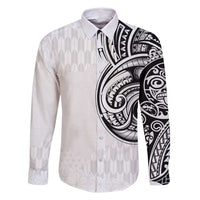 Hawaii and Japanese Culture Personalised Family Matching Mermaid Dress and Hawaiian Shirt With Polynesian Tribal Tattoo Style LT9 Dad's Shirt - Long Sleeve White - Polynesian Pride