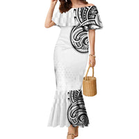 Hawaii and Japanese Culture Personalised Family Matching Mermaid Dress and Hawaiian Shirt With Polynesian Tribal Tattoo Style LT9 Mom's Dress White - Polynesian Pride