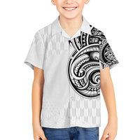 Hawaii and Japanese Culture Personalised Family Matching Short Sleeve Bodycon Dress and Hawaiian Shirt With Polynesian Tribal Tattoo Style LT9 Son's Shirt White - Polynesian Pride