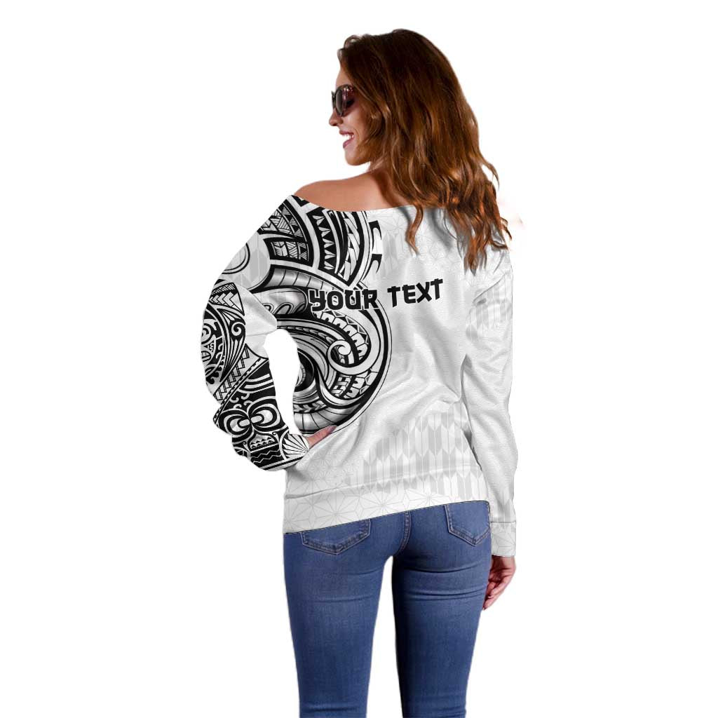 Hawaii and Japanese Culture Personalised Off Shoulder Sweater With Polynesian Tribal Tattoo Style