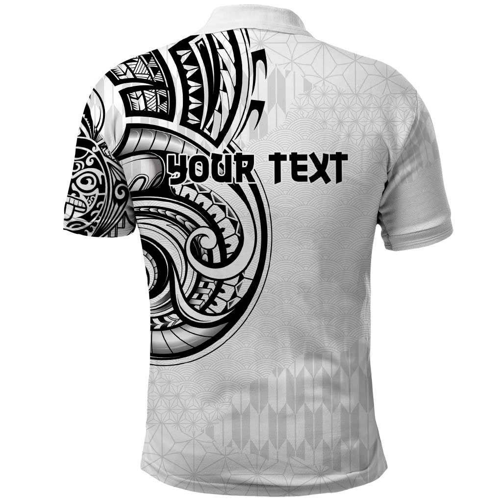 Hawaii and Japanese Culture Personalised Polo Shirt With Polynesian Tribal Tattoo Style
