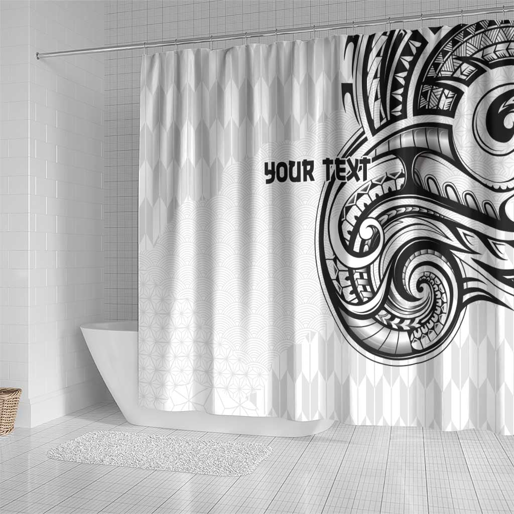 Hawaii and Japanese Culture Personalised Shower Curtain With Polynesian Tribal Tattoo Style