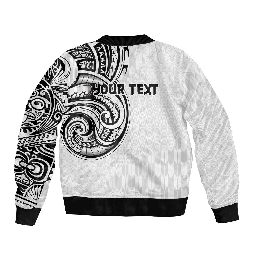 Hawaii and Japanese Culture Personalised Sleeve Zip Bomber Jacket With Polynesian Tribal Tattoo Style LT9 - Polynesian Pride