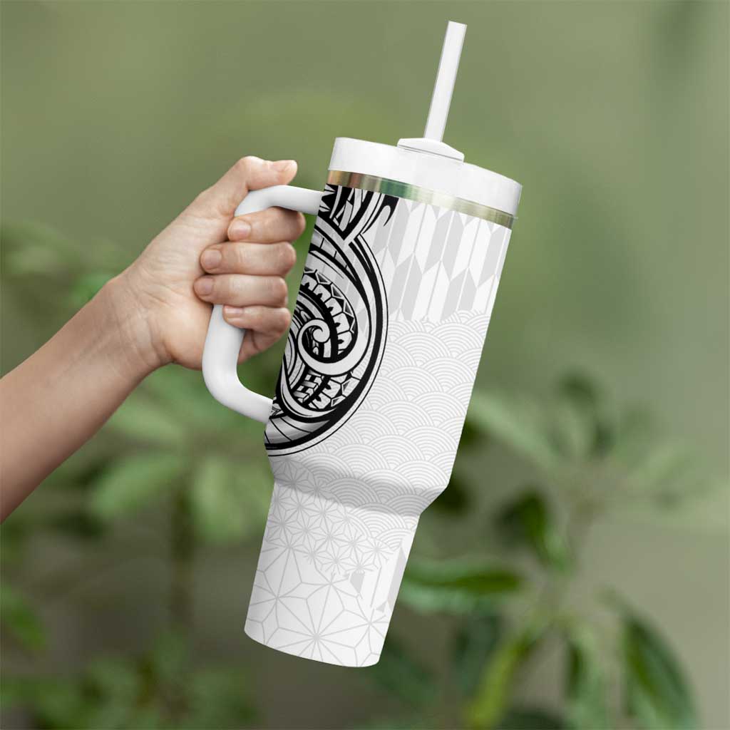 Hawaii and Japanese Culture Personalised Tumbler With Handle With Polynesian Tribal Tattoo Style