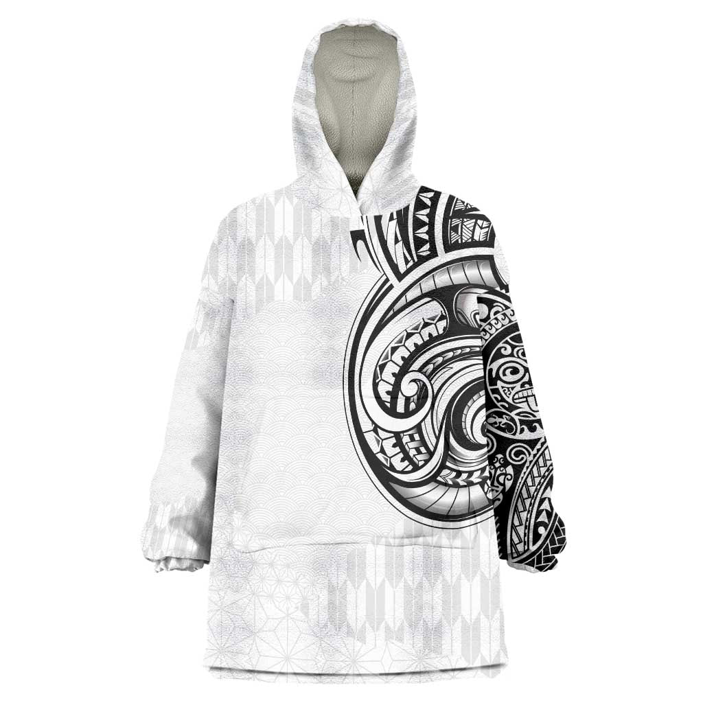 Hawaii and Japanese Culture Personalised Wearable Blanket Hoodie With Polynesian Tribal Tattoo Style
