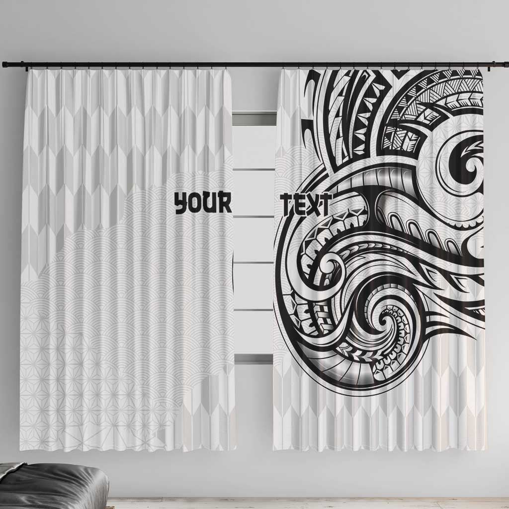 Hawaii and Japanese Culture Personalised Window Curtain With Polynesian Tribal Tattoo Style
