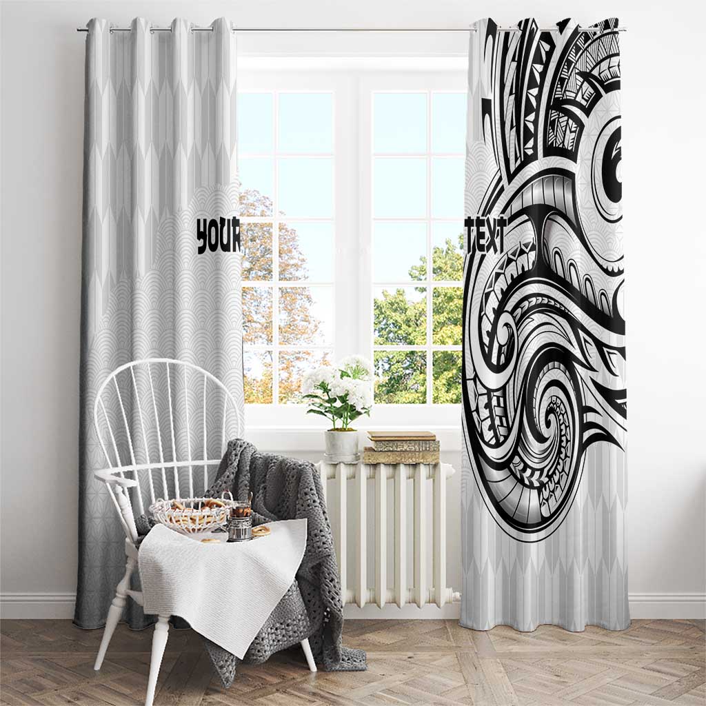 Hawaii and Japanese Culture Personalised Window Curtain With Polynesian Tribal Tattoo Style