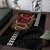 Hawaii and Japanese Oni Mask Personalised Area Rug Kakau Pattern Dark Art Style