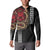 Hawaii and Japanese Oni Mask Personalised Button Sweatshirt Kakau Pattern Dark Art Style
