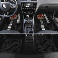 Hawaii and Japanese Oni Mask Personalised Car Mats Kakau Pattern Dark Art Style