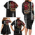 Hawaii and Japanese Oni Mask Personalised Family Matching Long Sleeve Bodycon Dress and Hawaiian Shirt Kakau Pattern Dark Art Style